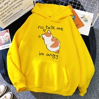 No Talk Me Cute Angry Cat Print Women Hoody Hip Hop Soft Sweatshirt Casual Fleece Sweatshirt Oversize Fleece Women Streetwear - Image 3