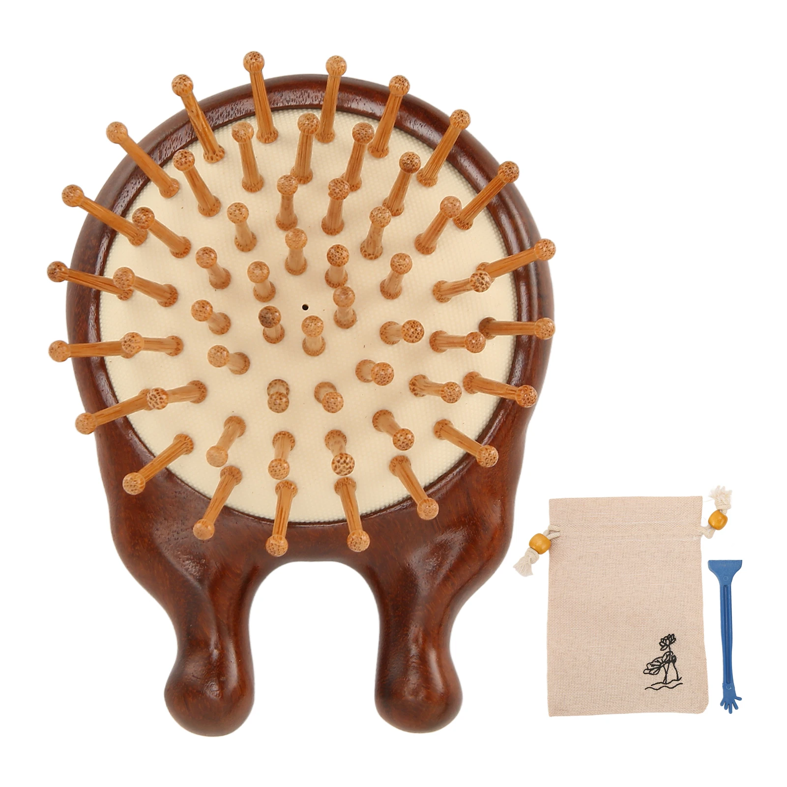 

Scalp Massage Cushion Hair Brush Multifunctional Dense Teeth Wooden Portable Nose Massage Comb for Home Travel Nose Massage Comb