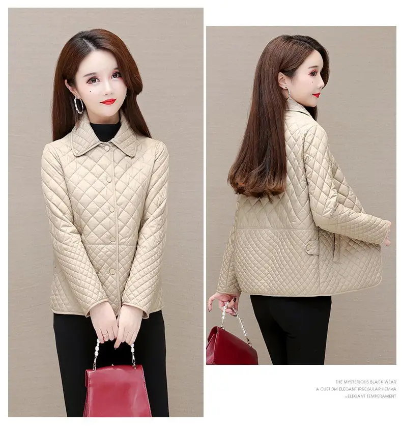 Autumn Winter Women Midi Plaid Quilted Coats Fashion Female Korean Clothing New Solid Casual Thicken Warm Long Sleeve Jackets