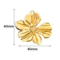 Set of 5 Elegant Stainless Steel Floral Charms (Gold 40x40mm)