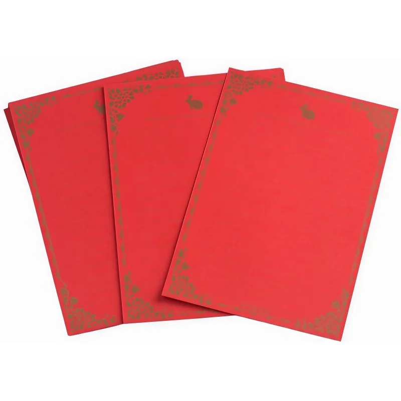 100 Pcs 레드 토끼 A5 줄지어진 편지 용지 210x145mm 빈티지 테두리 편지지 라이너 결혼식 초대장 사랑 편지