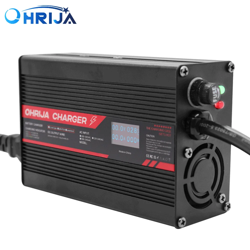 54.6V 5A OHRIJA 54.6 Volt 5 Amp Charger For Lithium-ion Battery 13 String 48.1Volt OLED Display Charger 48V Charger