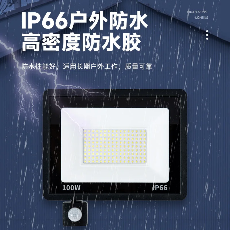 LED Flood Light PIR Motion Sensor Outdoor Led Spotlight 10W 20W 30W 50W 100W IP66 Waterproof Outdoor Garden Lighting Street Light