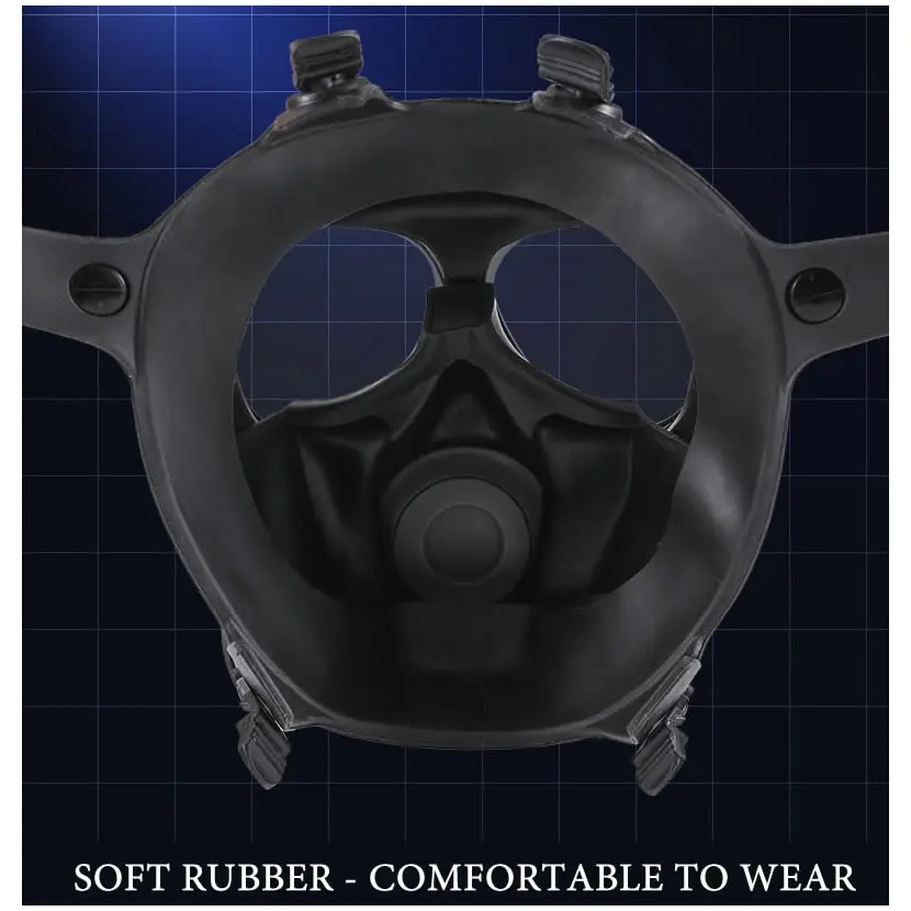 Black Full Face Respirator with Large Filtering Canister for Chemical and Pesticide Protection