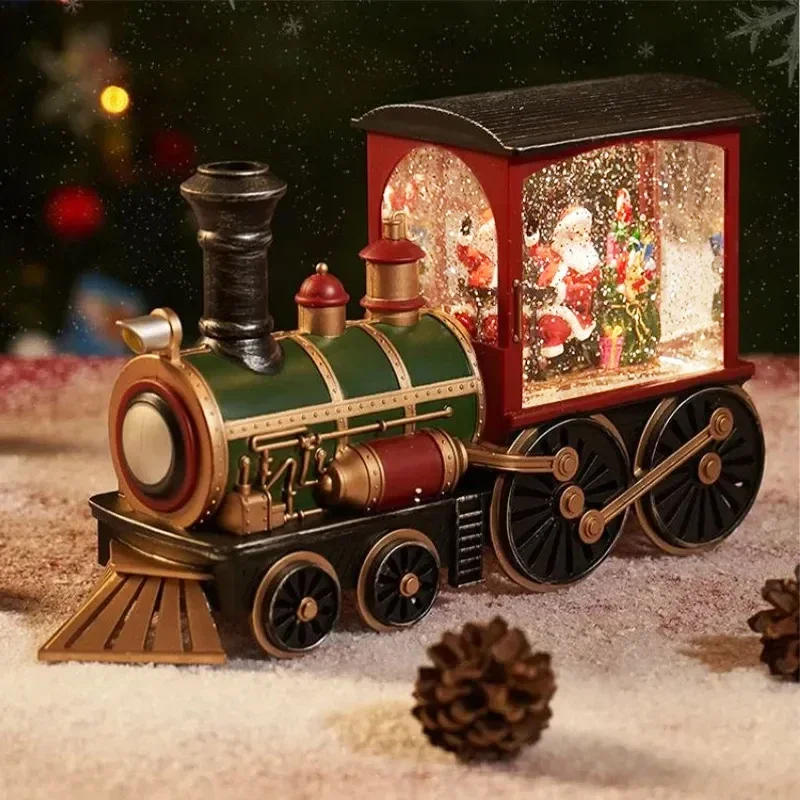 

Маленький поезд Санта-Клаус, снеговик, Рождественская музыкальная шкатулка, поезд, музыкальная шкатулка, украшение для стола, рождественские подарки