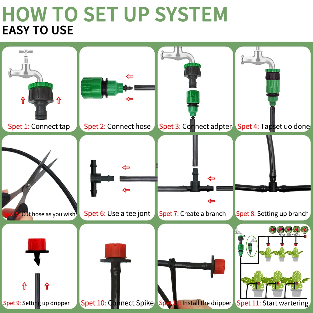 5M-60M Drip Irrigation System Plant Watering Set Watering Kits Adjustable Drippers For Irrigation Micro Garden Watering System - 3
