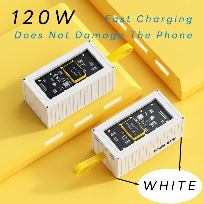 

Transparent new popular container super fast power bank 20000 mAh ultra-large capacity outdoor dormitory mobile power supply