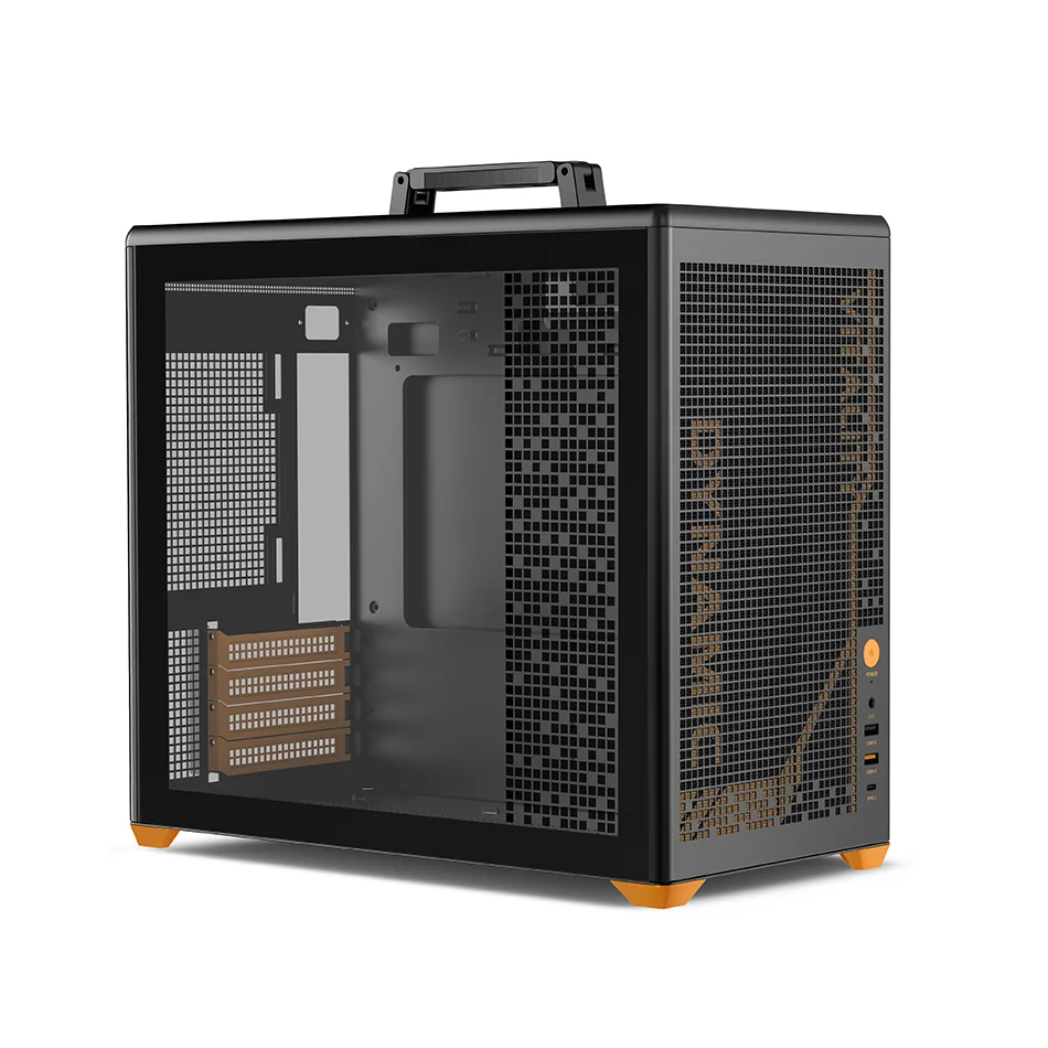파워 트레인 P80 MATX 케이스 휴대용 데스크탑 컴퓨터 섀시 측면 강화유리 240 수냉식