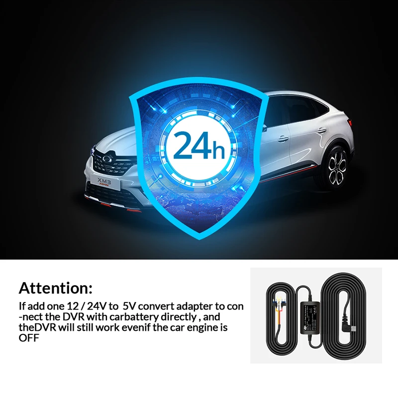 Buck Line Mini USB Type-C Car Charger Wire Kit 3.5 Meters E-ACE for Dash Cam Reaview Mirror 24H Parking Monitoring