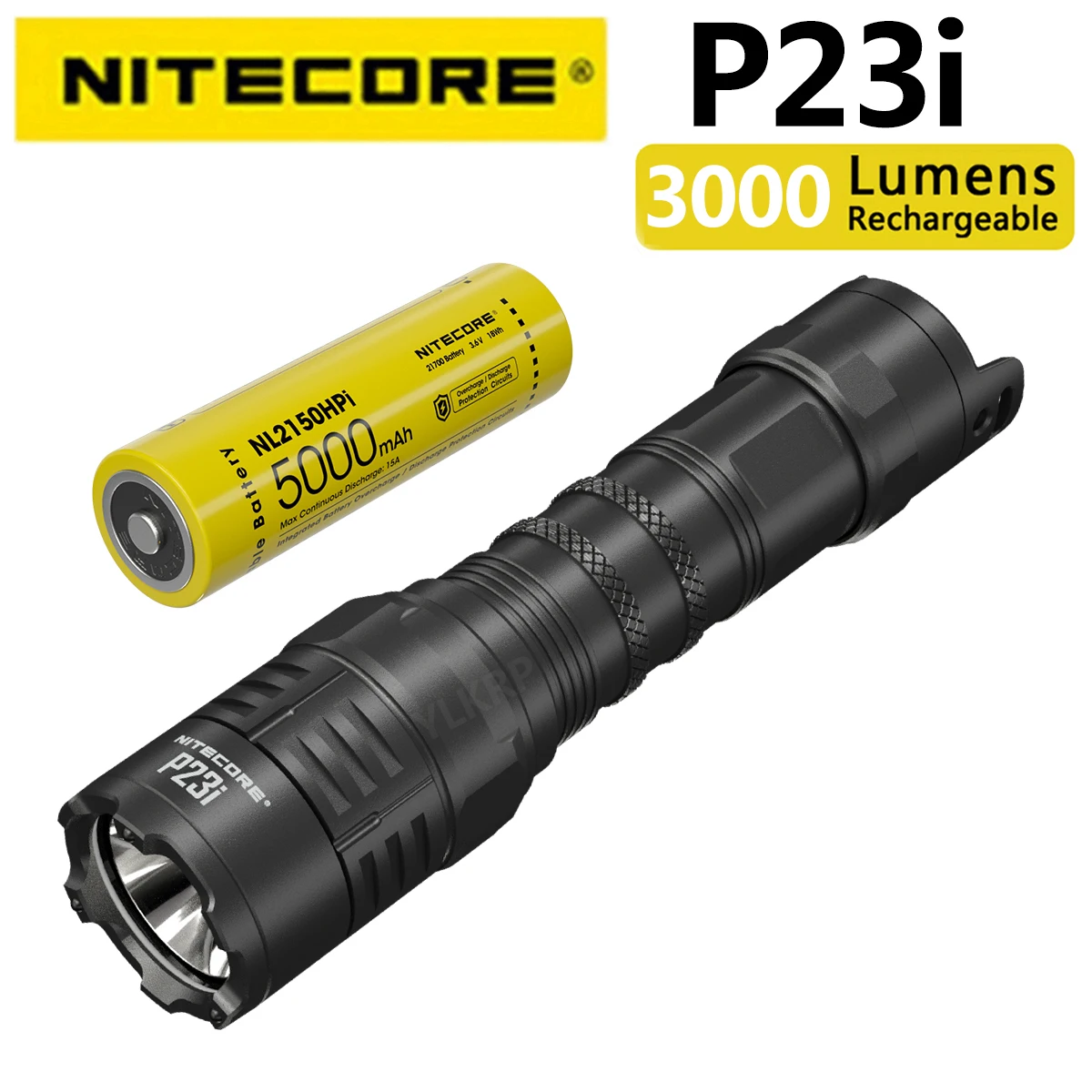 NITECORE P23i 3000 lumen tactical flashlight, with NL2150HPI battery as standard inside the package