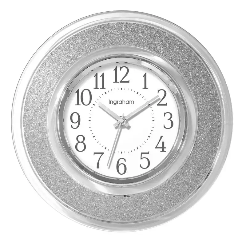 

Clear and Silver Glitter Analog QA Wall Clock with Modern Design