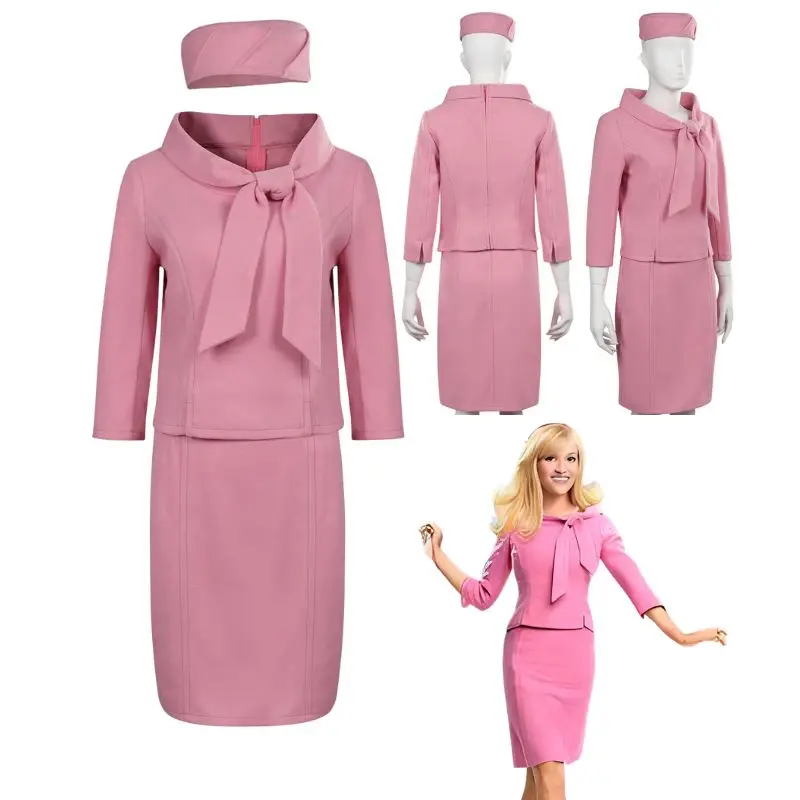 

TV Legally Blonde Cosplay Elle Woods Costume Dresses for Adult Women Fantasia Roleplay Outfits Halloween Carnival Disguise Suit