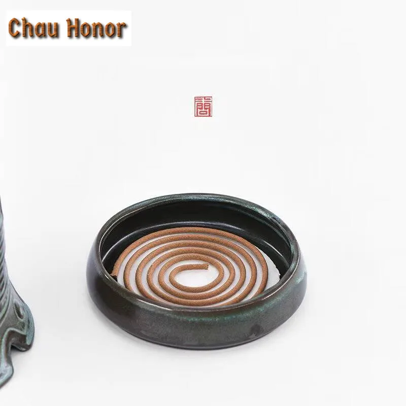 Creative Change Kiln Glazed Incense Holder Zen Buddha Bell Garden Scented Aromatic Aromatherapy Furnace Chinese Tea Ornaments