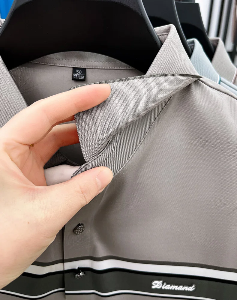 Advanced letter decal men short sleeve T-shirt light luxury brand fashion striped color blocked summer breathable new polo shirt 19 S81a202212e494a8b81c2a03478443b34f