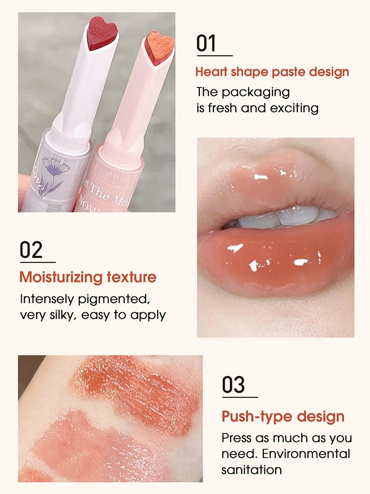 Lip Gloss Gege bear flower words honey lipstick moisturizing mirror jelly love pen