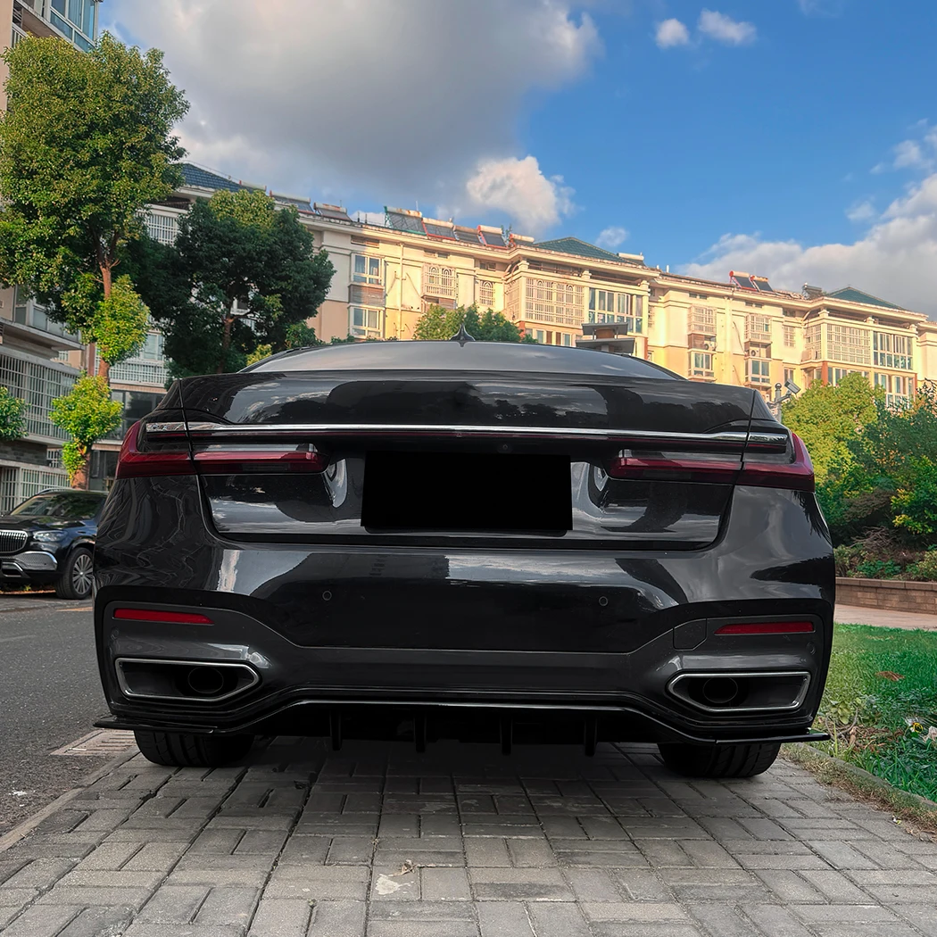 BMW 7 시리즈 G11 G12 M 스포츠 2019-2022용 리어 범퍼 디퓨저 립 스포일러 블랙 바디 키트 외부 액세서리 튜닝 부품