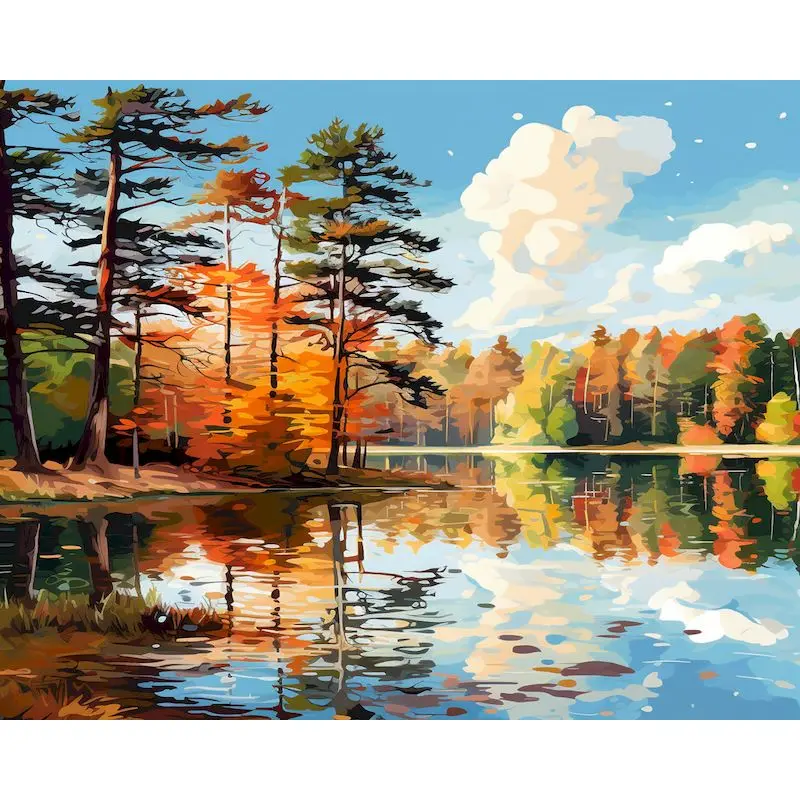 DIY Painting By Numbers - Scenic Trees and Mountains Hand-Painted Artwork | Unique Home Decor Gift