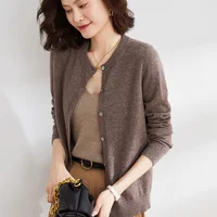 Women Cardigans Sweater O-neck Spring Autumn Knitted Cashmere Cardigans Solid Single Breasted Womens Sweaters 2022 - Image 4