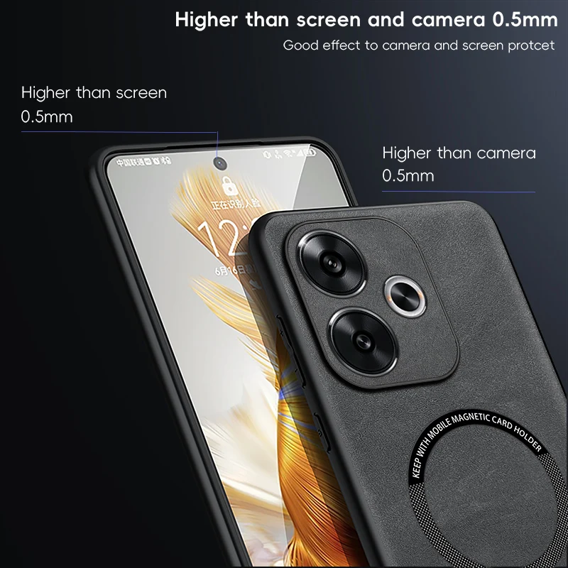 Luxury Leather Magnetic Phone Case with MagSafe Wireless Charging Compatibility