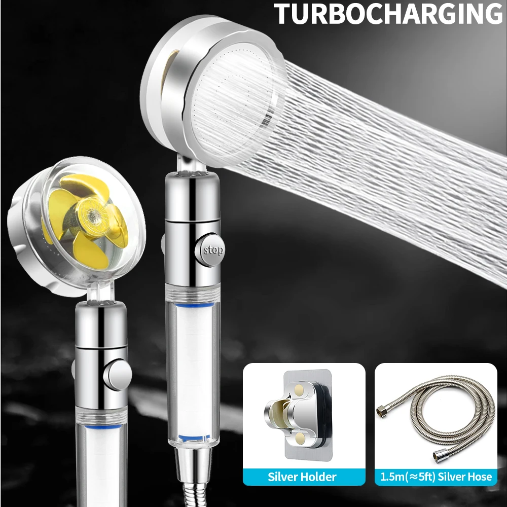 360TurboPropellerShowerHeadRainfallHighPreassureOnekeyStop