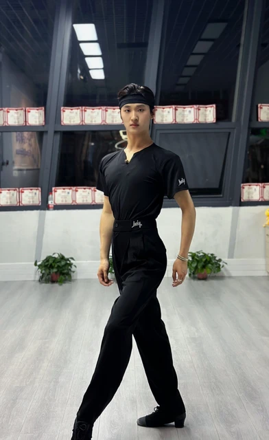 Pantaloni Uomo Danza Latina Nero - Tessuto Performance, Vita Bassa, Tasc - Foto 6