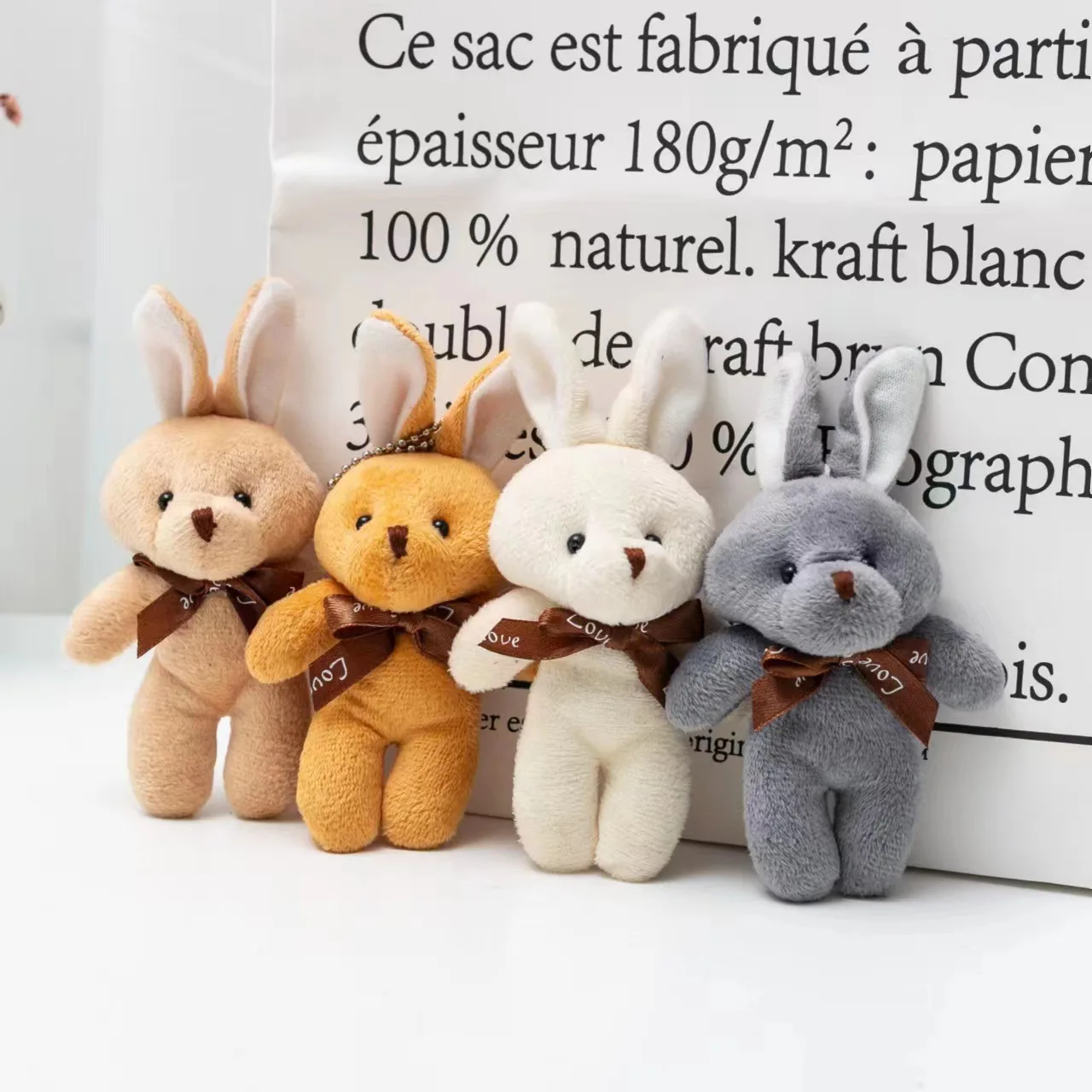 15cm Teddy Rabbit Stuffed Plush Dolls Kawaii Bunny Rabbit Plush Toys Keychain Creative Animal Bag Pendent Children Birthday Gift