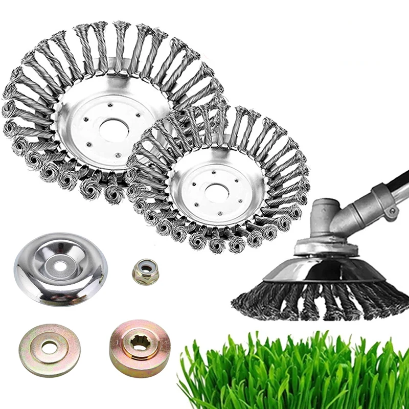 Steel Wire Wheel Garden Weed Brush Lawn Mower Grass Eater Trimmer Brush Cutter Tools Garden Grass Trimmer Head Weed