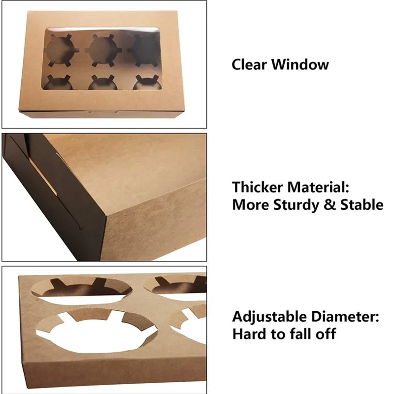 10Pcs/set Portable Transparent Window Cupcake Box Cake Biscuit Cookie Package Boxes Pastry Packaging Dessert Container Gift Box dessert packaging boxes