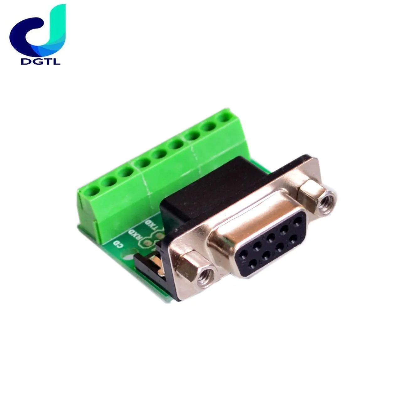 

DB9 RS232 Serial to Terminal Female Adapter Connector Breakout Board Black+Green