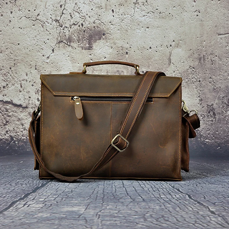 Genuine Leather 14 Inch Cowhide Men Briefcases Shoulder Crossbody Handbag Laptop iPad Bag Male Portfolio Tote Bags
