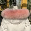 Women Natural Raccoon Fur Collar Neck Keep Warm Red Scarf Winter Coat Luxury Fox Scarves Decorate Fashion Designer Scarfs Female 2