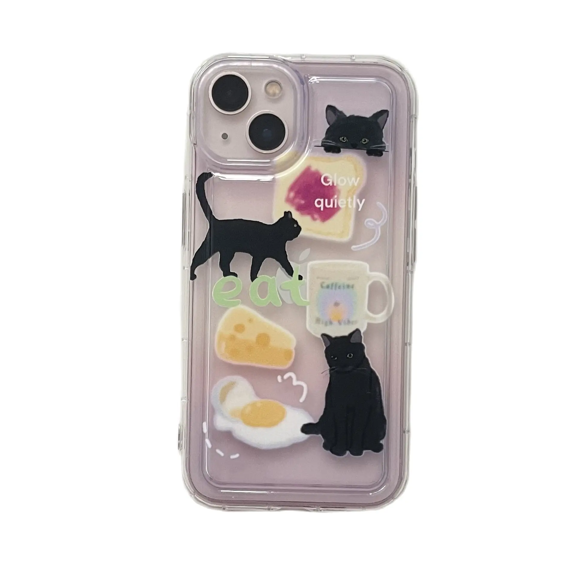 Custodia Compatibile Con IPhone 16 Trasparente Con Orecchie Di Gatto - Design Carino, Antigiallo E Ricarica Wireless