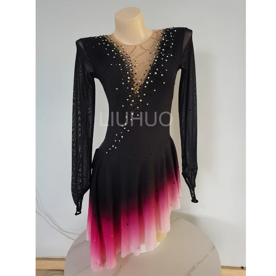 Abito Da Pattinaggio Artistico Ragazza - Maniche Lunghe, Tulle, Strass, Taglie 4-14 Anni - Foto 11