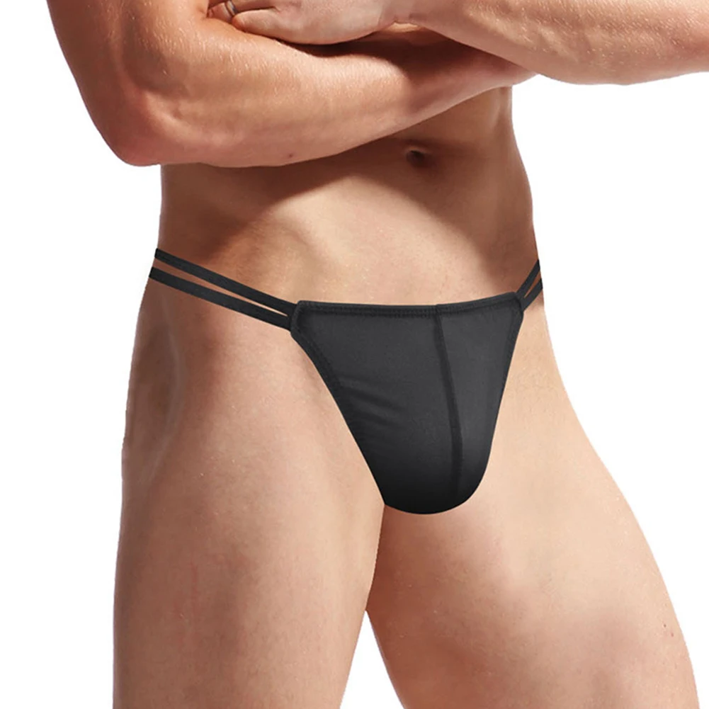 

Sexy Men G-String U Convex Large Bag Men's Single Thong Jockstrap Low Rise Briefs T-back Hollow Panties Breathable Underwear
