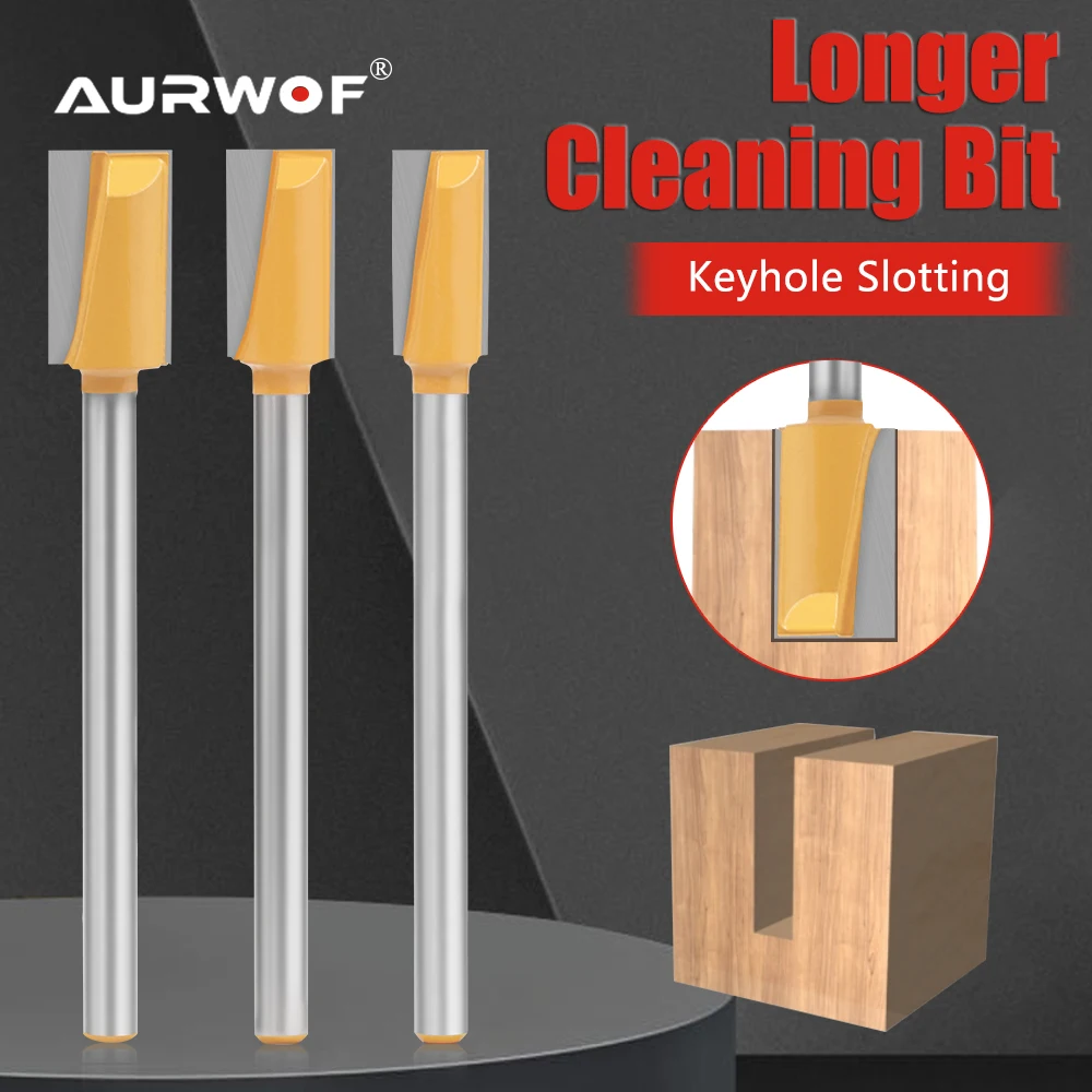AURWOF 1 Stück 8 mm Schaftverlängerung, langer Boden, Reinigungsbit, Fräser, Holzbearbeitung, C080061430130Y