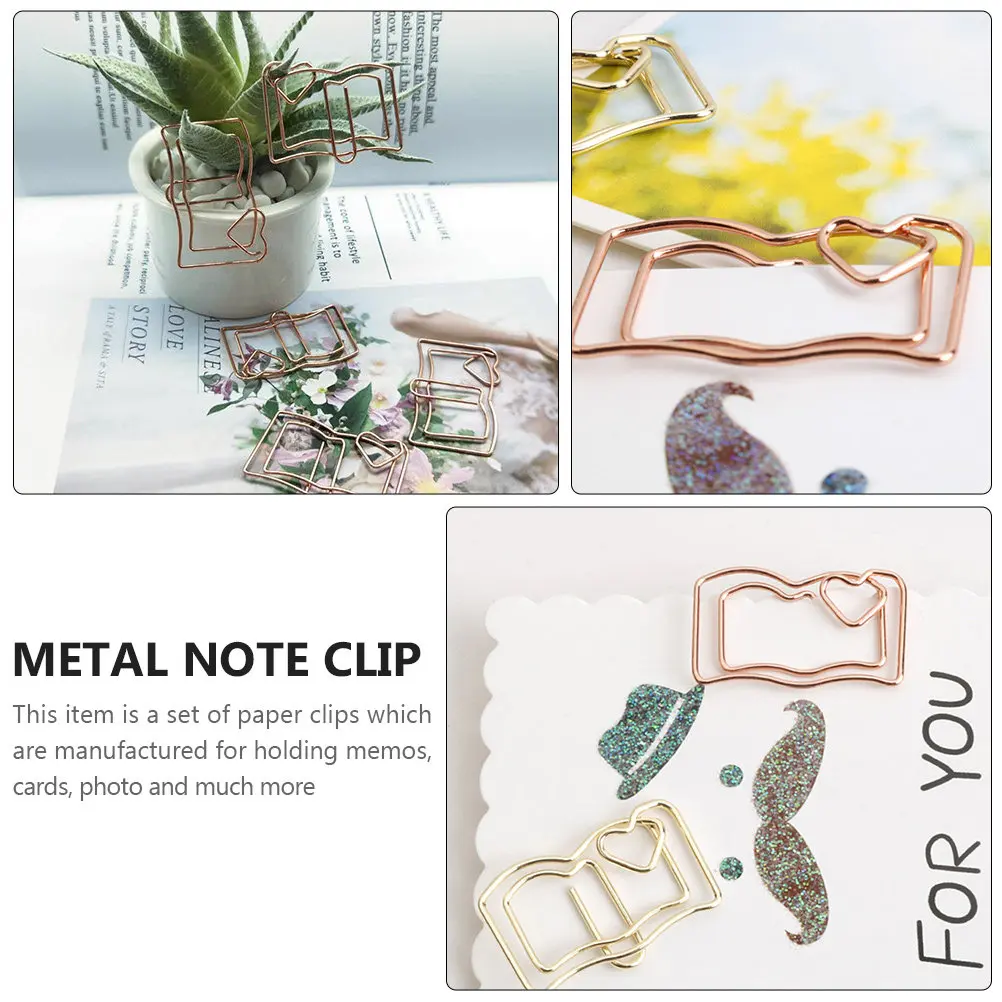 20Pcs 책 모양 종이 클립 노트 용 스테인레스 스틸 메모 클립 북마크 사무용 문구 메모 클램프 사무용품,