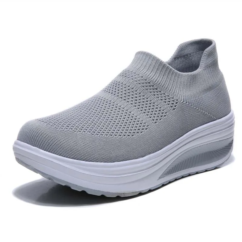 Women Platform Running Sneakers Mesh Sports Casual Shoes  Lightweight Ladies Thick Bottom Shake Shoes Female Sock Footware