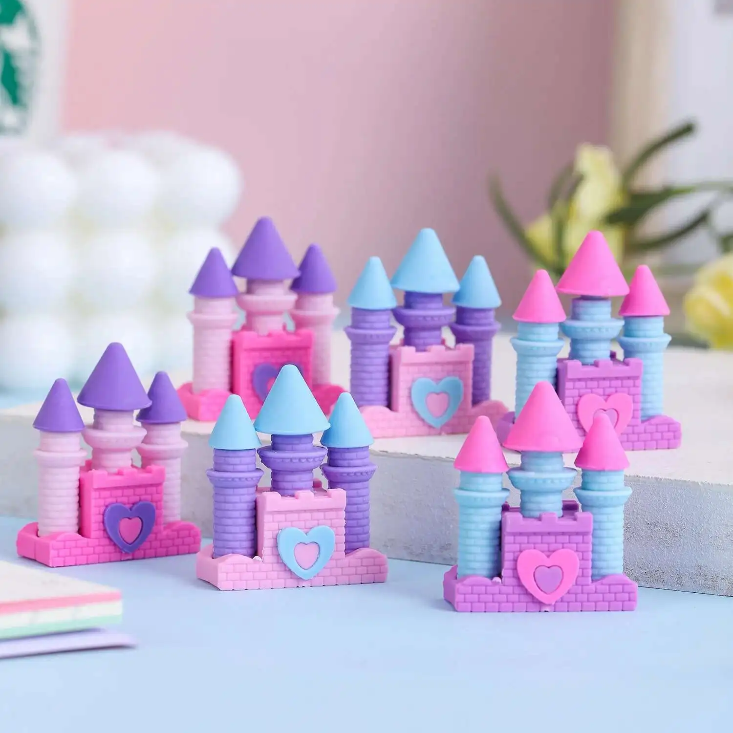Cute Kawaii Princess Dream Castle Rubber Eraser Novelty Stationery Office School Supplies 1 Set pencil eraser