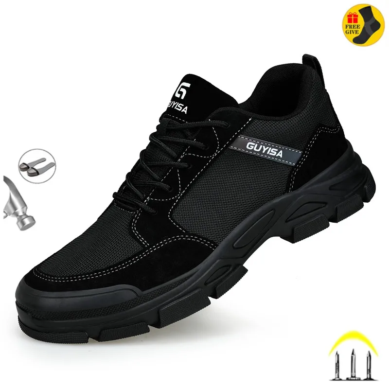 

Latest Design 2023 Men Work Shoes With Iron Anti-smashing Sneakers Steel Toe Indestructible Construction Male Boots
