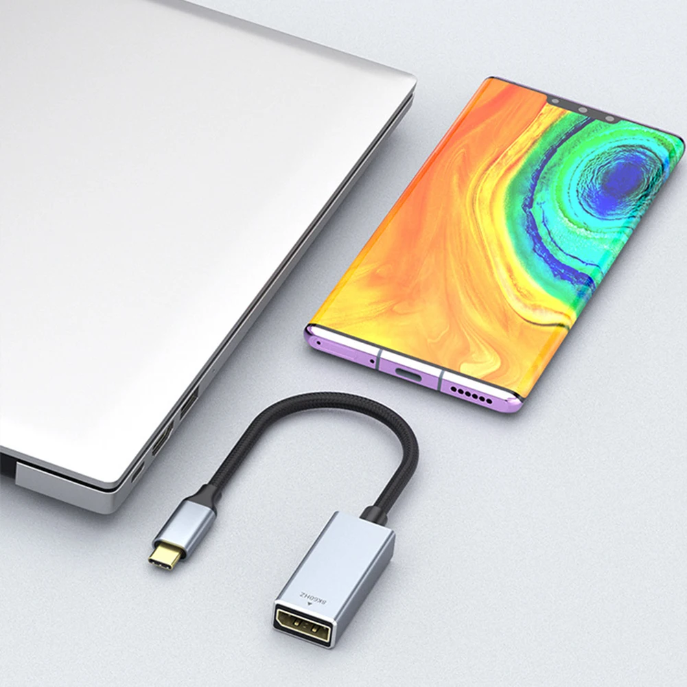 USB C에서 DP 1.4 어댑터, C타입-디스플레이 포트에서 1.4 케이블 변환기, 맥북 프로, 삼성, 델용, 32.4Gbps, 8K @ 60HZ, 4K @ 120Hz