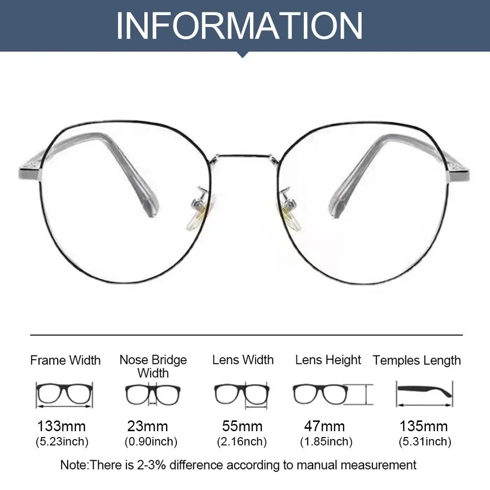 Retro Chic Anti-Blue Light Oval Metal Frame Designer Glasses