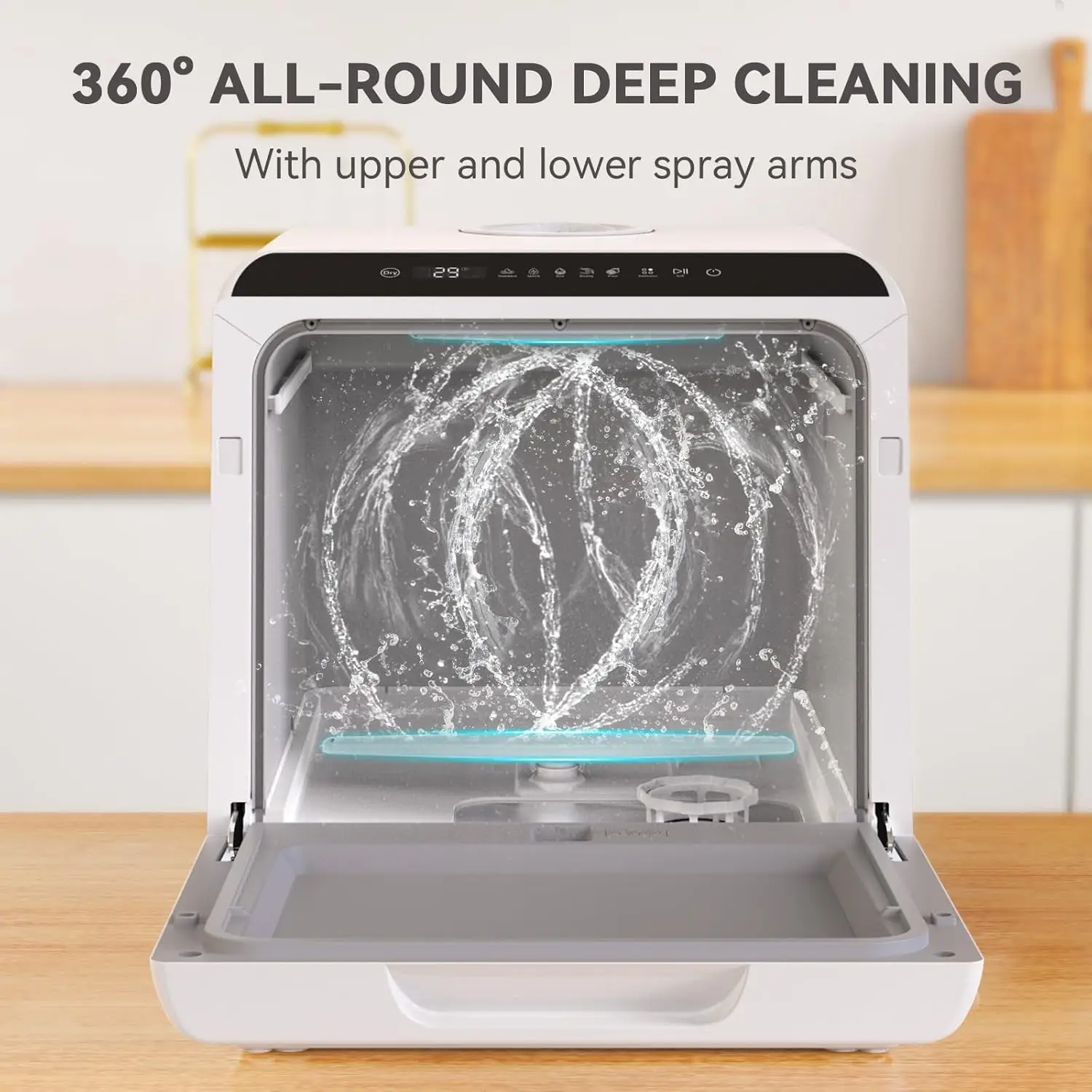 Dishwasher Countertop, 5 Washing Programs Small Dishwasher with 5-Liter Built-in Water Tank, Baby Care, Air-Dry Functio 4