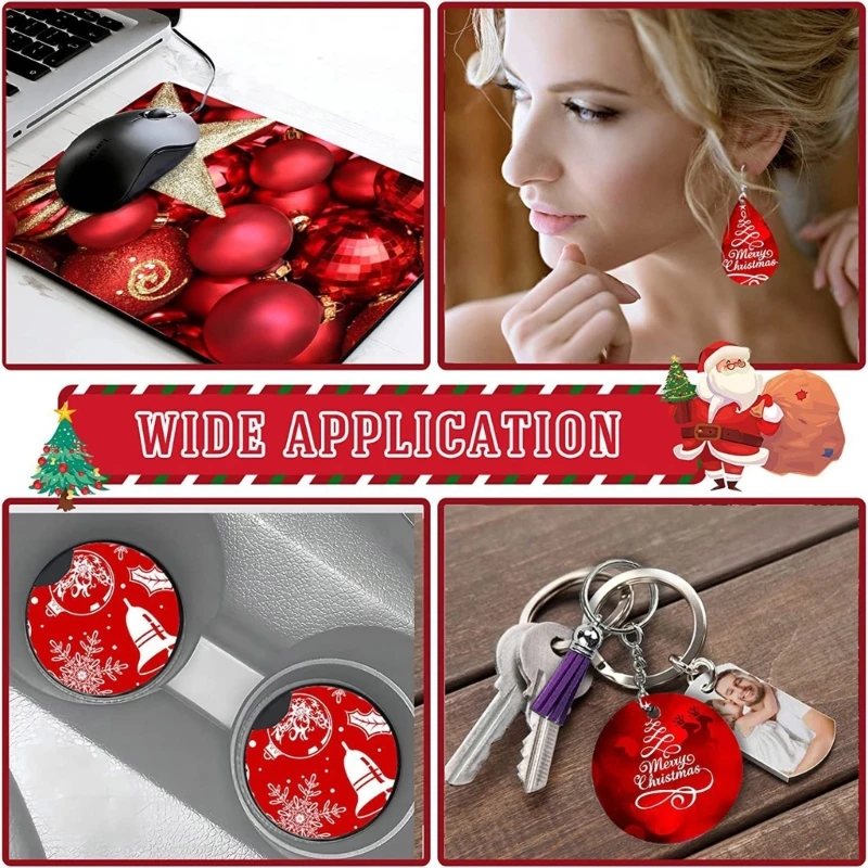 DIY Blank Keychain Drop Earrings Heat Transfer Mouse Pad Coasters Color Tassels