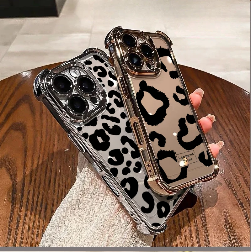 Retro Leopard Print Transparent Phone Case