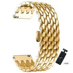 Premium Metal Strap, 20mm/22mm, Stainless Steel Bracelet - 22mm (Gold)