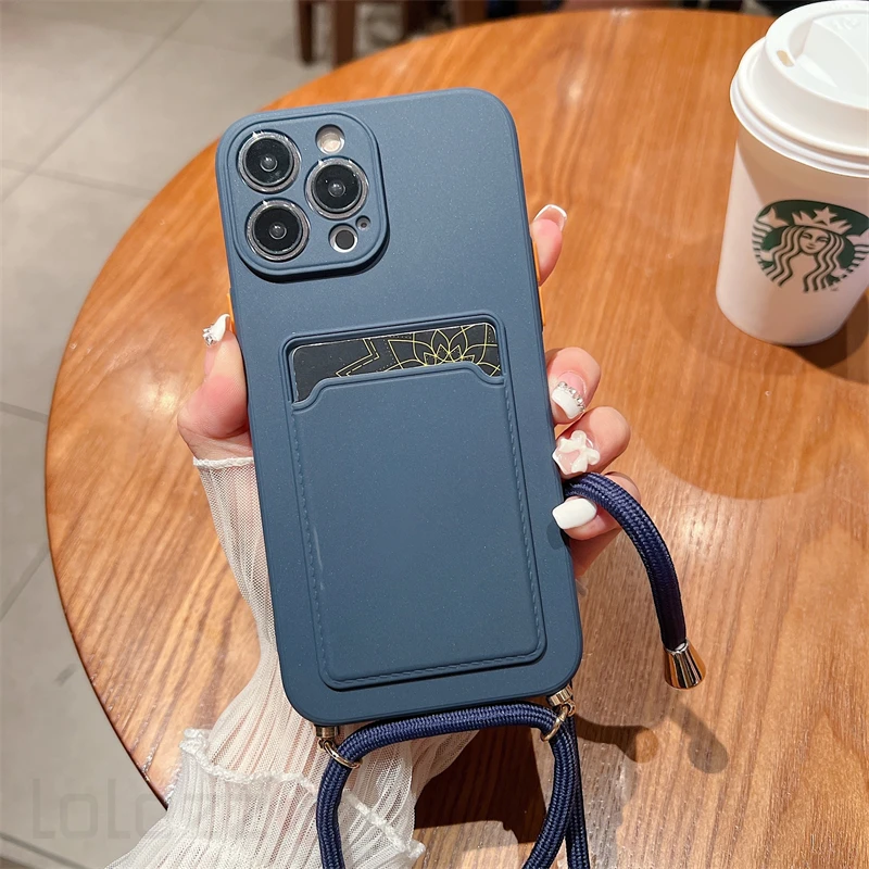 Stylish Wallet Crossbody Lanyard Strap Phone Case with Card Holder