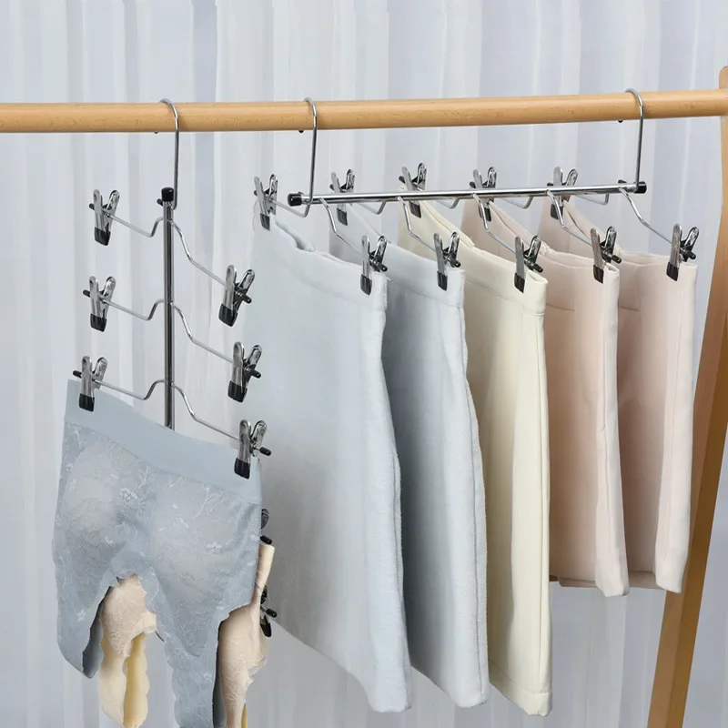 HOUSE DAY Skirt Hangers 4 Tier Skirt Hangers with Clips,6 Pack Space Saving  Pants Hangers