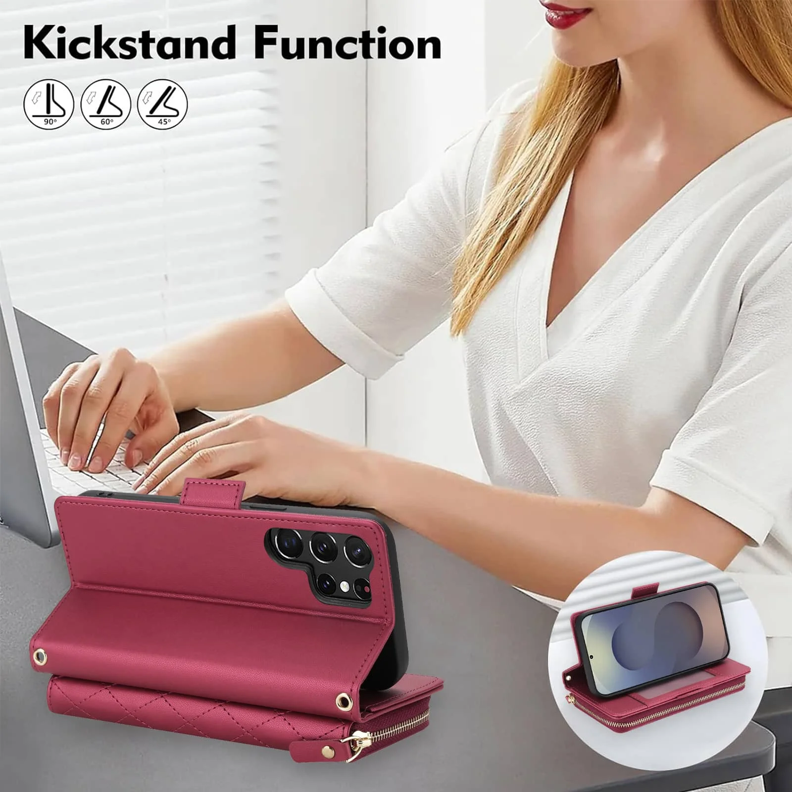 Crossbody Wallet Case with RFID Blocking and Zipper Purse - Card Holder Flip Cover