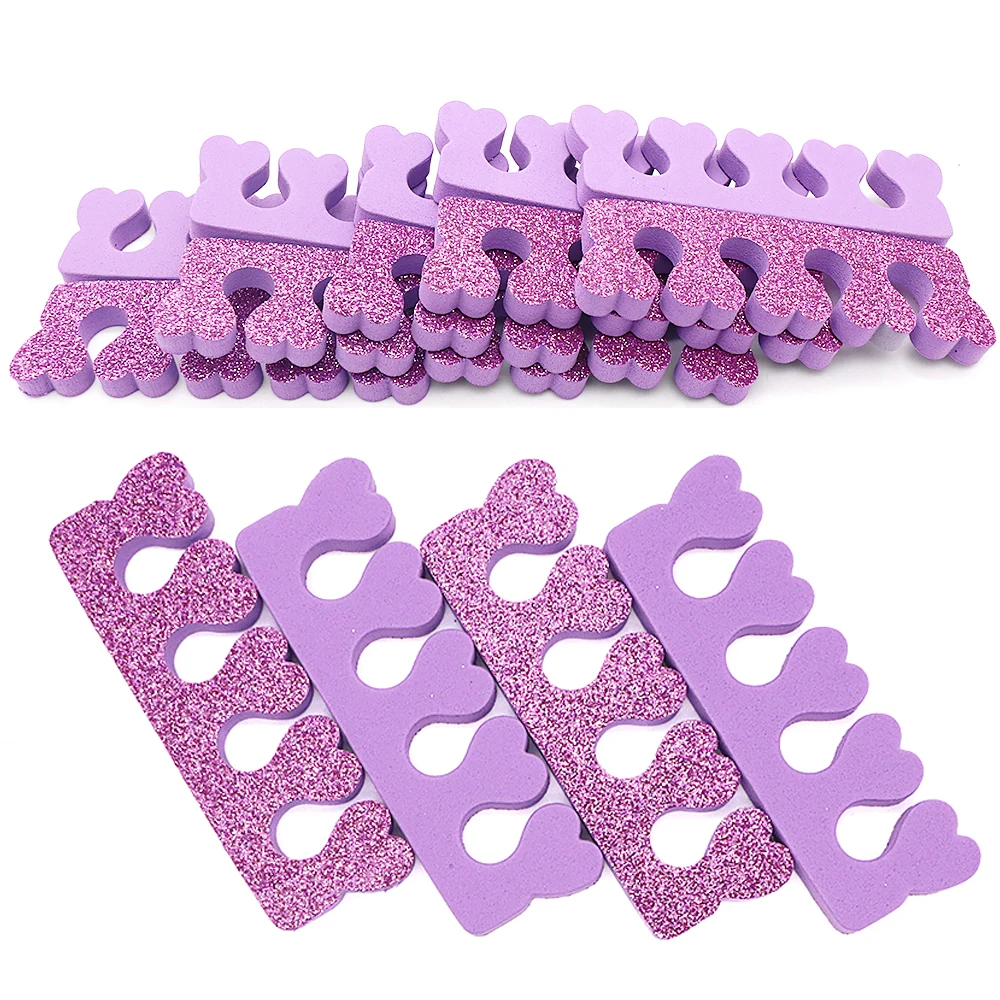 10Pairs Purple Durable EVA Toe Separator Shinning Toe And Finger Dividers Pedicure Foot Separator For Manicure Set Nail Art Tool