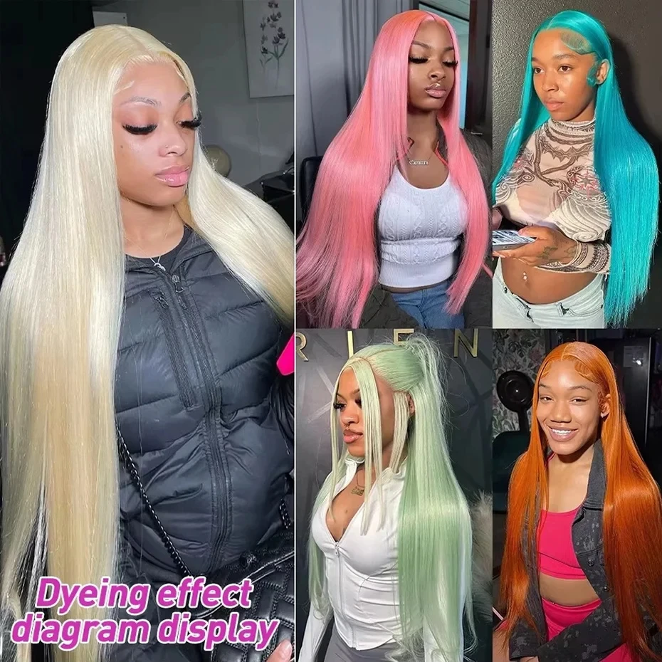 40Inch Straight Blonde 613 Blonde Human Hair Lace Frontal Wig 13x6 Transparent Blonde Lace Front Wigs Pre Plucked Human Hair Wig 4